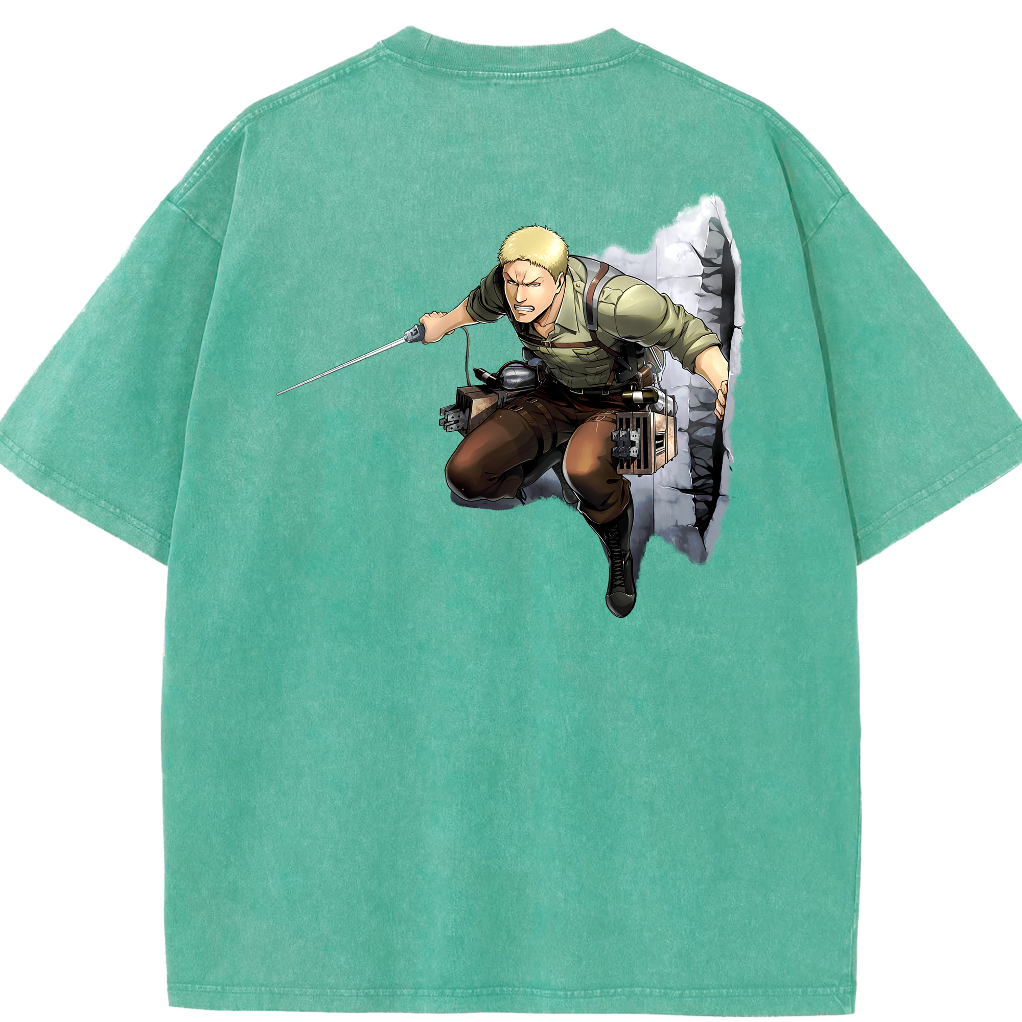（画像用） 進撃の巨人 ライナー・ブラウン Attack on Titan Reiner Braun 綿100% ヴィンテージ風 半袖Tシャツ（背面プリント）